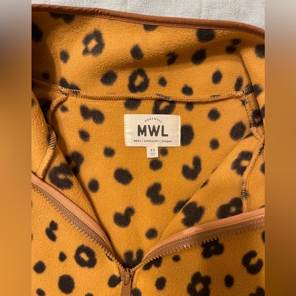 Madewell MWL Betterfleece Half-Zip Sweatshirt in Cheetah Print - Picture 3 of 5